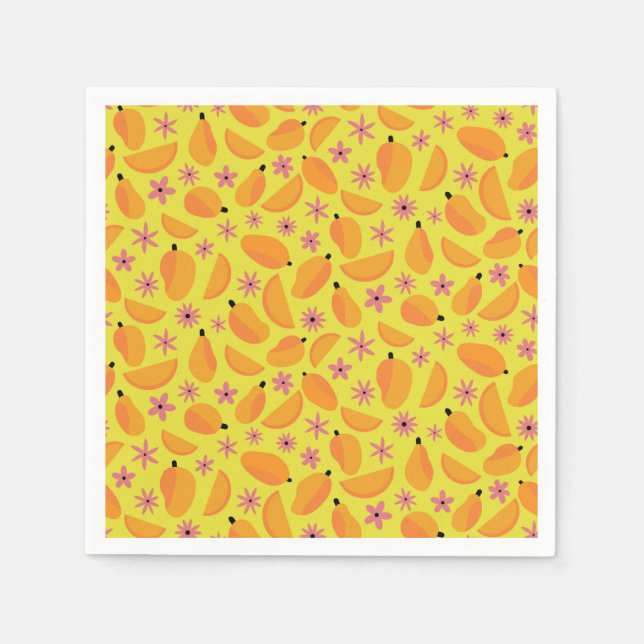 Cute mango fruit and flowers pattern  napkins (Front)