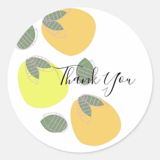 Cute Mango Orange Yellow Fruit Thank You Classic Round Sticker (Front)