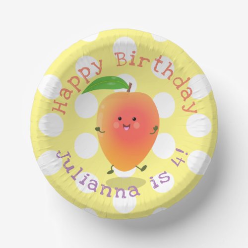 Cute mango yellow personalized cartoon birthday paper bowls