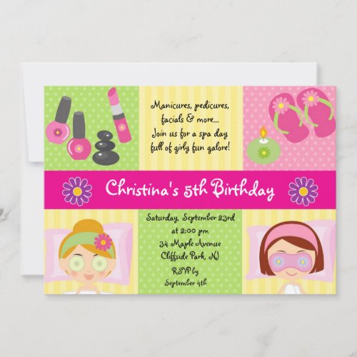 Cute Manicure Spa Birthday Party Invitation