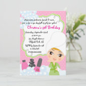 Cute Manicure Spa Birthday Party Invitation (Standing Front)