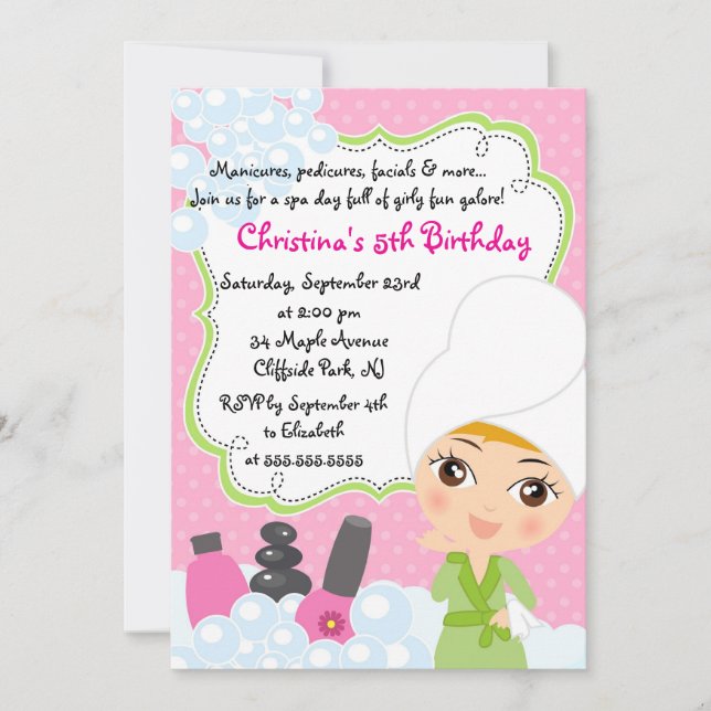 Cute Manicure Spa Birthday Party Invitation (Front)