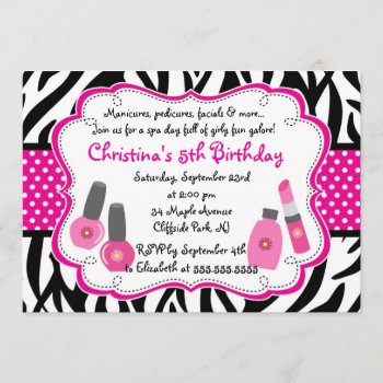 Cute Manicure Spa Birthday Party Invitation by alleventsinvitations at Zazzle