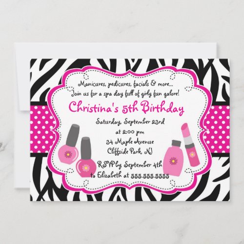 Cute Manicure Spa Birthday Party Invitation