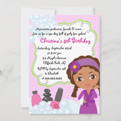 Cute Manicure Spa Birthday Party Invitation