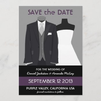 Cute Mannequin Save The Date Purple Wedding by PartyHearty at Zazzle