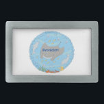 Cute manta ray and bubbles cartoon illustration belt buckle<br><div class="desc">This cute manta ray is swimming with fish,  jellyfish and dolphins as they blow bubbles in the sea. Lots of happy underwater fun on the reef!</div>