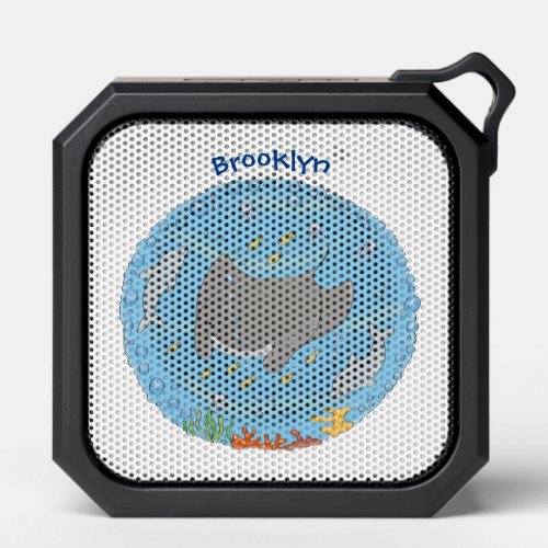 Cute manta ray and bubbles cartoon illustration bluetooth speaker