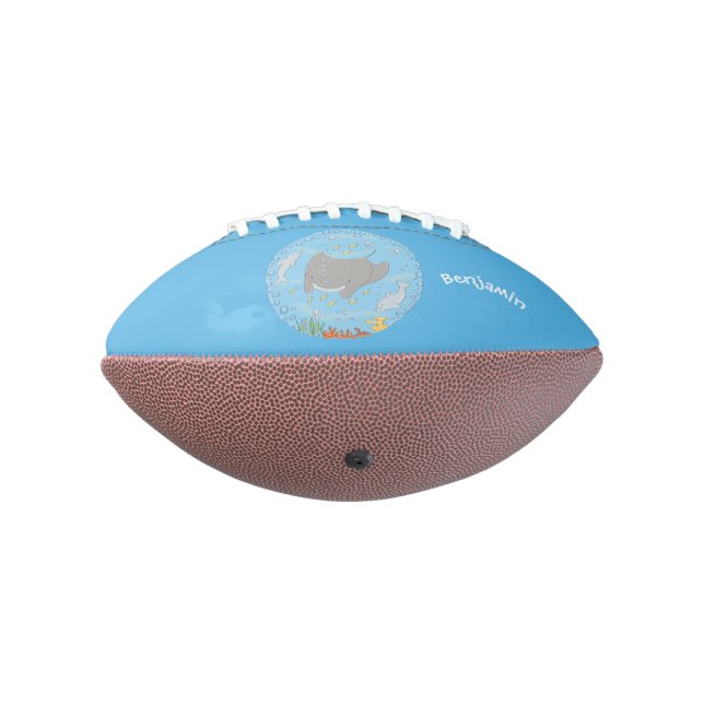 Cute manta ray and bubbles cartoon illustration football (Rotated 270)