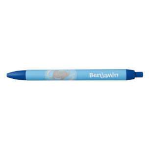 Cute manta ray and bubbles cartoon illustration pen