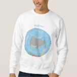 Cute manta ray and bubbles cartoon illustration sweatshirt