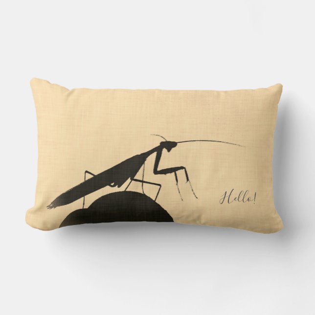 Cute Mantis Insect Silhouette Throw Pillow (Front)