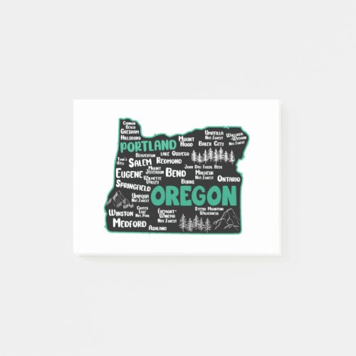 Cute map of Oregon Portland Salem Eugene Post_it Notes