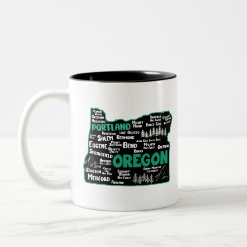 Cute map of Oregon Portland Salem Eugene Two_Tone Coffee Mug