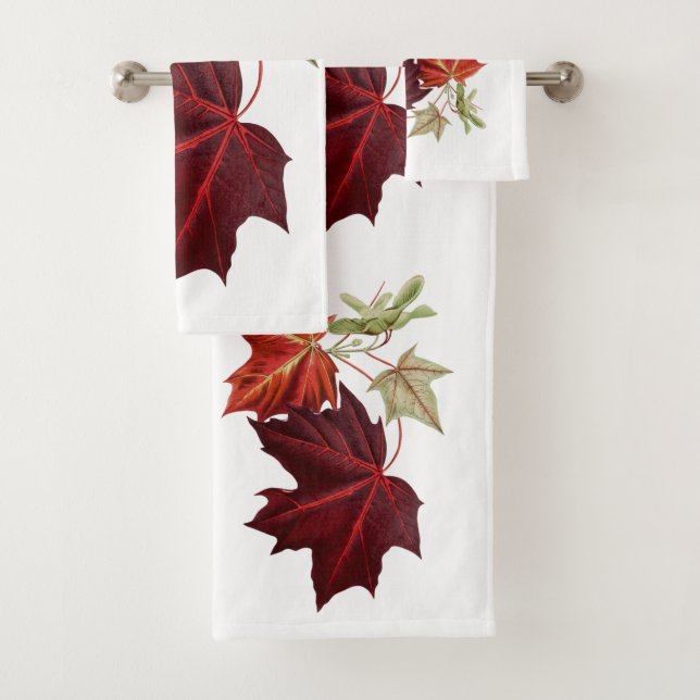 Cute Maple Leaves Autumn fall  Bath Towel Set (Insitu)