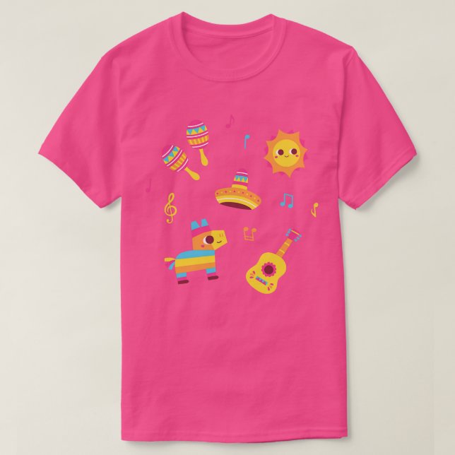 Cute  Maracas Sun Sombrero Pinata Guitar Set T-Shirt (Design Front)