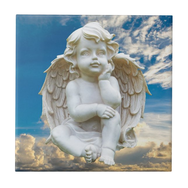 Cute Marble Baby Angel Tile (Front)