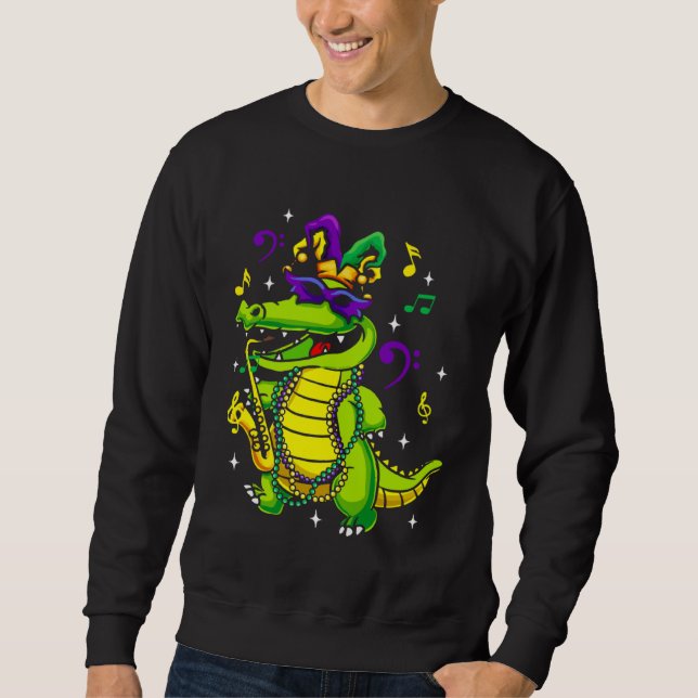 Cute Mardi Gras Alligator for Kids or Adults Sweatshirt (Front)