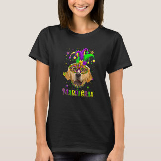 Cute Mardi Gras Carnival Golden Retriever Dog Mard T-Shirt