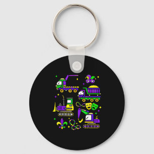 Cute mardi gras construction trucks excavator toys keychain