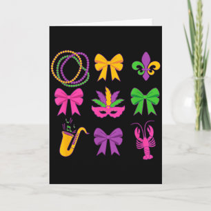 Cute Mardi Gras Coquette Bows Card