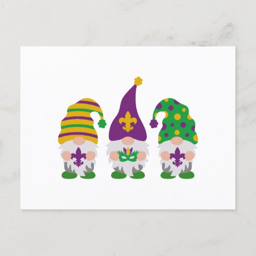 Cute Mardi Gras Gnome Holiday Postcard