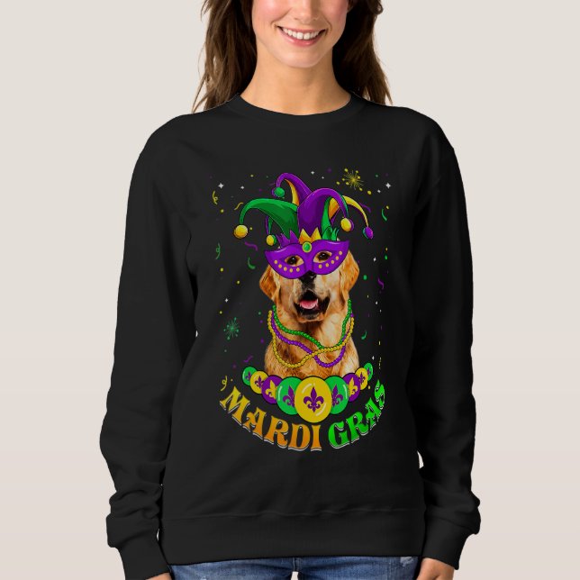 Cute Mardi Gras Golden Retriever Dog Dad Dog Mom M Sweatshirt (Front)