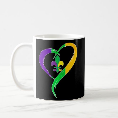 Cute Mardi Gras Heart Funny Fleur De Lis Mardi Gra Coffee Mug