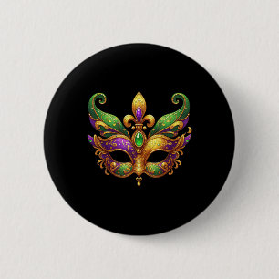 Cute Mardi Gras Mask Fun 2025 Mardi Gras Party Kid Button