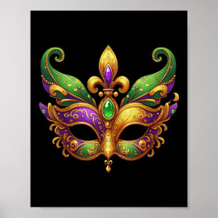 Cute Mardi Gras Mask Fun 2025 Mardi Gras Party Kid Poster