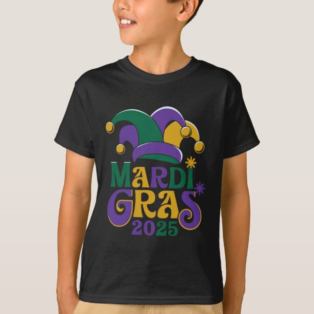 Cute Mardi Gras Mask Fun 2025  T-Shirt (Front)