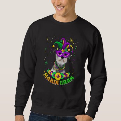 Cute Mardi Gras Schnauzer Dog Dad Dog Mom Mask Bea Sweatshirt