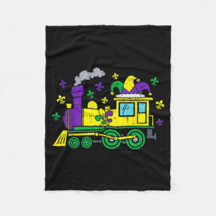 Cute Mardi Gras Train With Fleur De Lis Boys Kids  Fleece Blanket