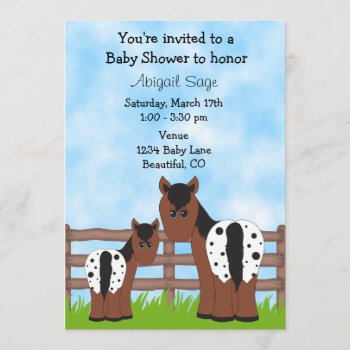 Cute Mare And Foal Appaloosa Horse Baby Shower Invitation by TheCutieCollection at Zazzle