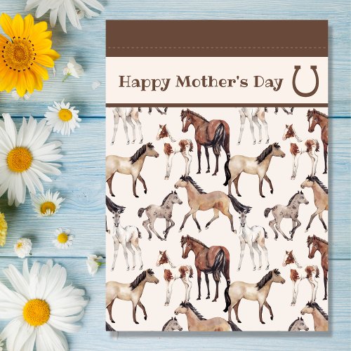 Cute Mares and Foals Horse Mothers Day Card