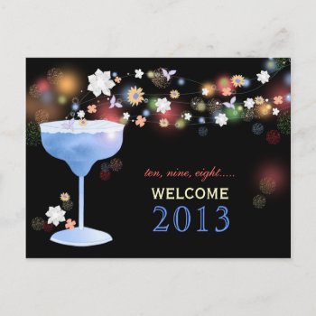 Cute Margarita Glass New Years Eve Party Postcards by Whimsical_Holidays at Zazzle