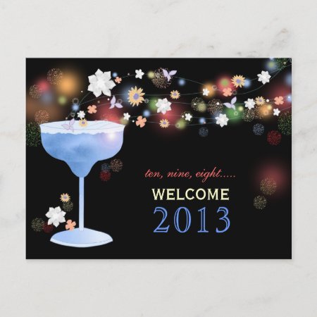 Cute Margarita Glass New Years Eve Party Postcards