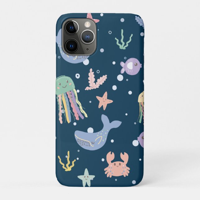 Cute Marine Life Seamless Pattern Case-Mate iPhone Case (Back)