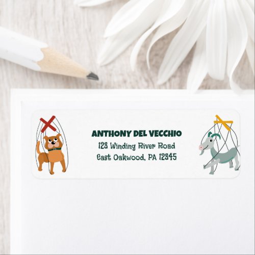 Cute Marionette Puppets Puppeteers Return Address Label