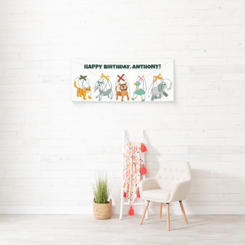 Cute Marionettes Puppet Show Themed Kids Birthday Banner