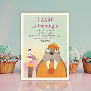 Cute Maritime Coastal Best Firends Birthday Party Invitation