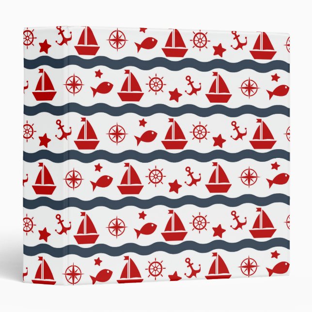 Cute Maritime Pattern 3 Ring Binder (Front/Spine)