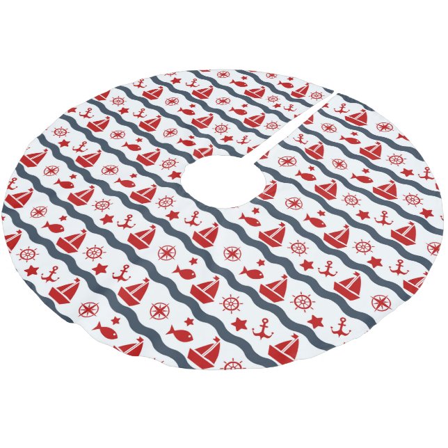 Cute Maritime Pattern Brushed Polyester Tree Skirt (Angled)