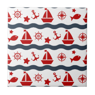 Cute Maritime Pattern Ceramic Tile