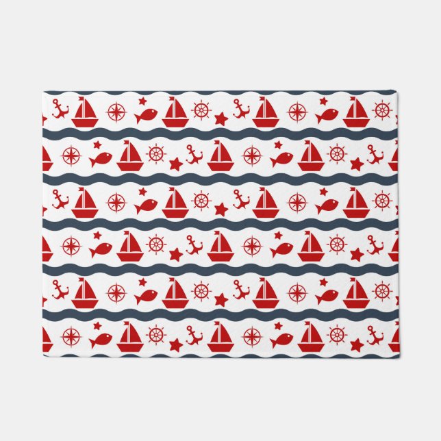 Cute Maritime Pattern Doormat (Front)