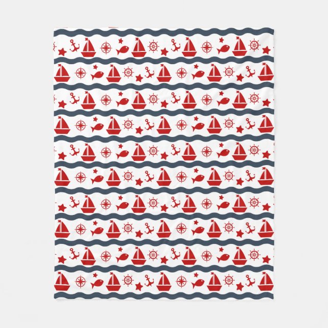 Cute Maritime Pattern Fleece Blanket (Front)