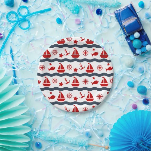 Cute Maritime Pattern Paper Plates