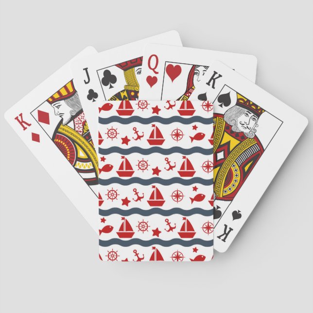 Cute Maritime Pattern Poker Cards (Back)
