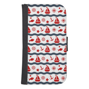 Cute Maritime Pattern Wallet Phone Case For Samsung Galaxy S4