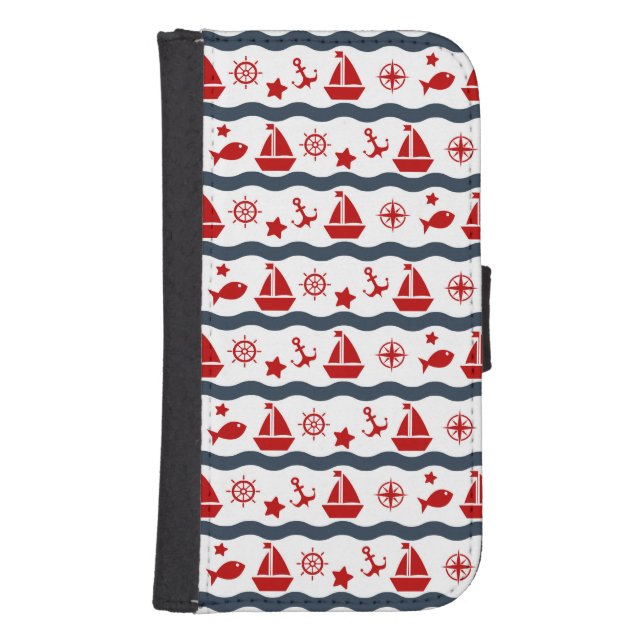 Cute Maritime Pattern Samsung Galaxy Wallet Case (Front)